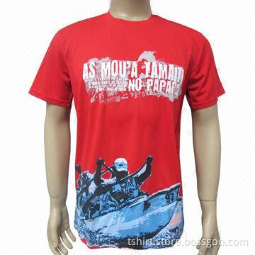 Promotional Fashionable Polyester Men's T-shirt, Red